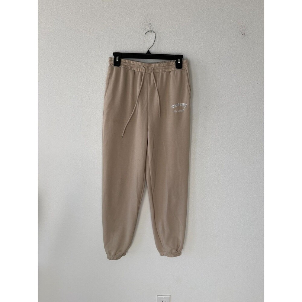 Cali 1850 Los Angeles Women's Beige Fleece Sweatpants Being Kind Is Cool Size S